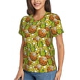 thumbnail image 2 of Xecao Tropical Summer Fruit for Women's V-Neck T-Shirts-Elegant Half-Sleeve Tops Perfect for Summer-Small, 2 of 5