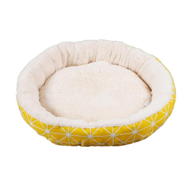 Cama para perros de 12,5 a 17,7 pulgadas, cojín para cama para , cama de piel sintética, cómoda cama para abrazos, con fondo impermeable para per - Rejilla amarilla-S, Fernando Cama de dormir redonda de felpa
