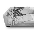 thumbnail image 3 of Letter K Soft Flannel Fleece Throw Blanket, Uppercase Design from Medieval Times Typography Sign Alphabet Pattern, Cozy Plush for Indoor and Outdoor Use, 60" x 80", Black Grey White, by Ambesonne, 3 of 6