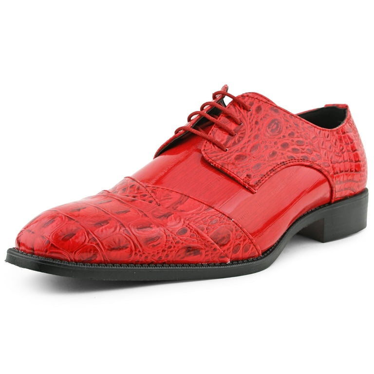 Men Dress Shoes-Alligator-Red