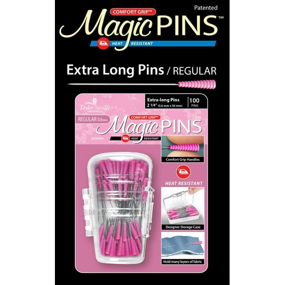 Taylor Seville Magic Pins - Extra Long-Pink 100/Pkg
