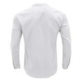 thumbnail image 5 of Men Linen Shirts,Solid Color Long Sleeve Stand-up Collar Button Henley Shirt Office Casual Breathable Blouses Outdoor Fashion Pullover Tops Mens Fall Winter Basic Tees with Pocket S-XXL, 5 of 9