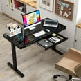 thumbnail image 4 of Costway 48" x 24" Whole-Piece Glass Standing Desk w/Drawers Writable Tempered Glass Top Black, 4 of 10