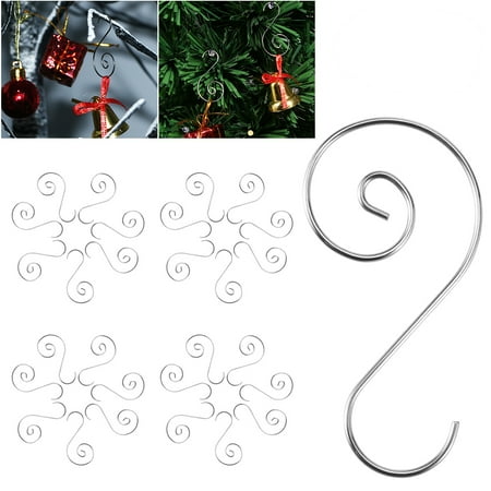 

NUOLUX 100pcs Ornament Hooks Stainless Steel S-shaped Hangers for Christmas Decoration 4.5CM