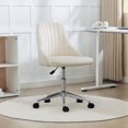 thumbnail image 2 of Vinsetto Velvet Mid-Back Armless Computer Office Task Chair Seat, Cream, 2 of 10