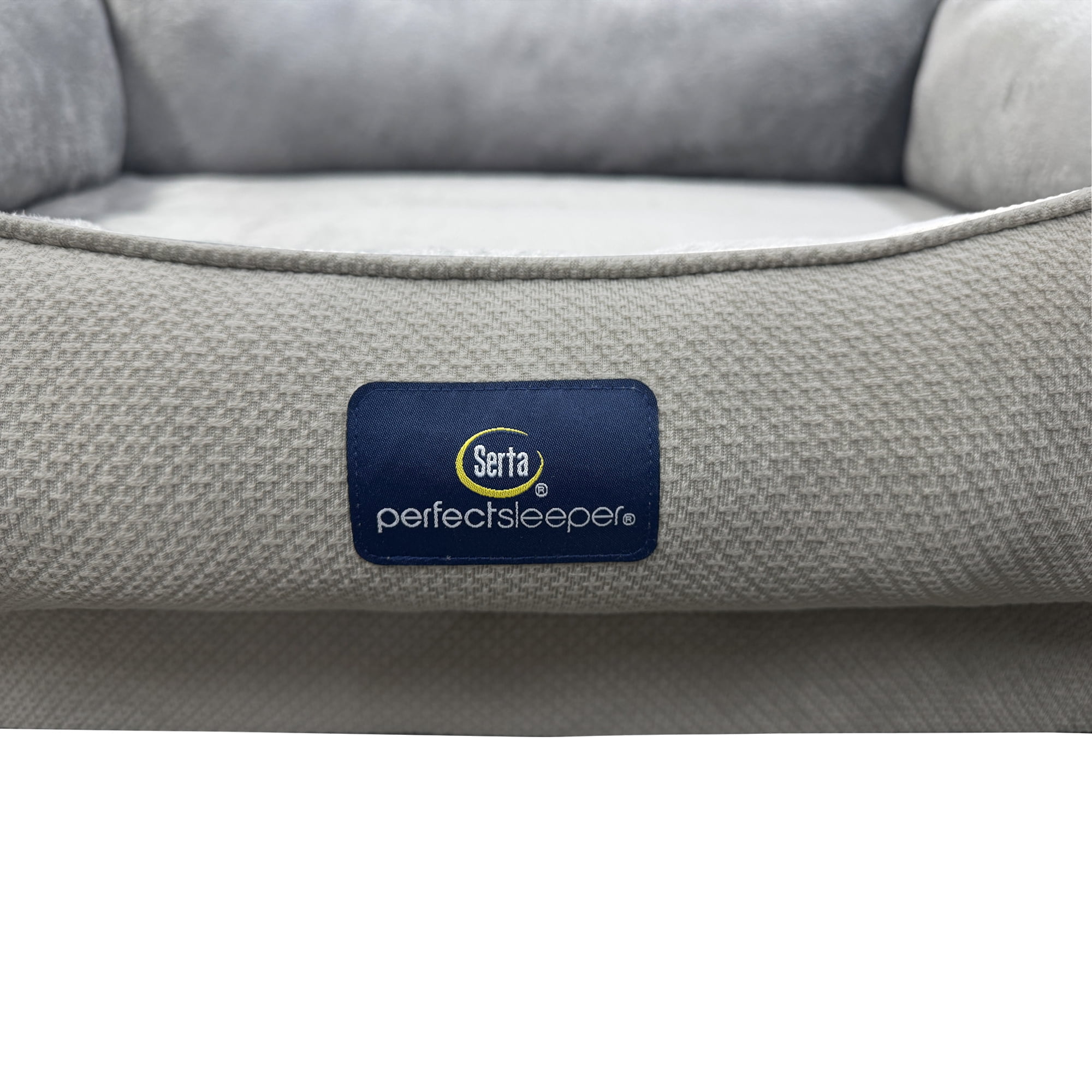 Serta Cuddler Bolster Cat & Dog Bed, Gray, Large
