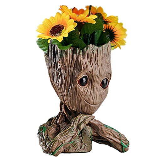 B-Best Guardians of The Galaxy Groot Pen Pot Tree Man Pens Holder or Flower Pot with Drainage Hole Perfect for a Tiny Succulents Plants and Best Christmas Gift Idea 6 