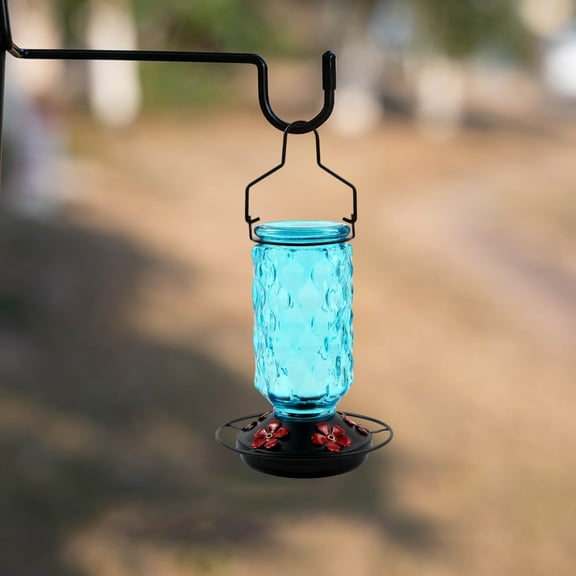 Glass Hummingbird Feeder with 5 Feeding Ports | Wide Mouth for Easy Filling & Cleaning | Outdoor Hanging Bird Feeder for Garden & Backyard Decor