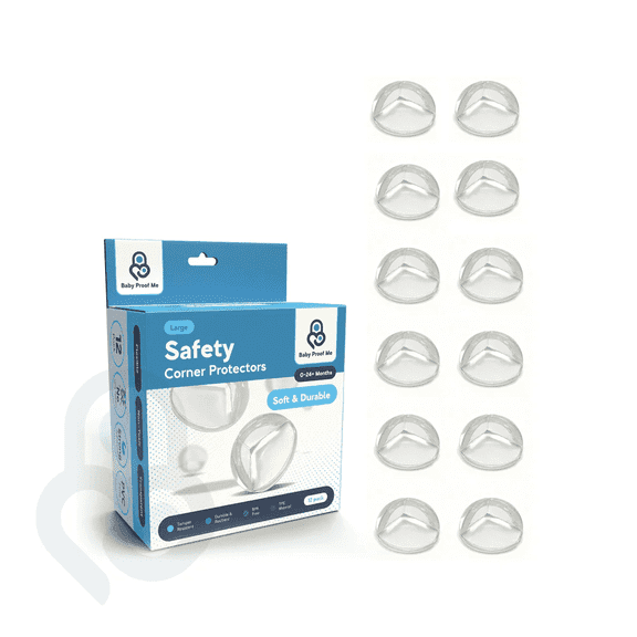 Baby Proof Me Large Edge and Corner Protectors for Furniture, Corner Guards for Baby Proofing, Clear, 12 Pack