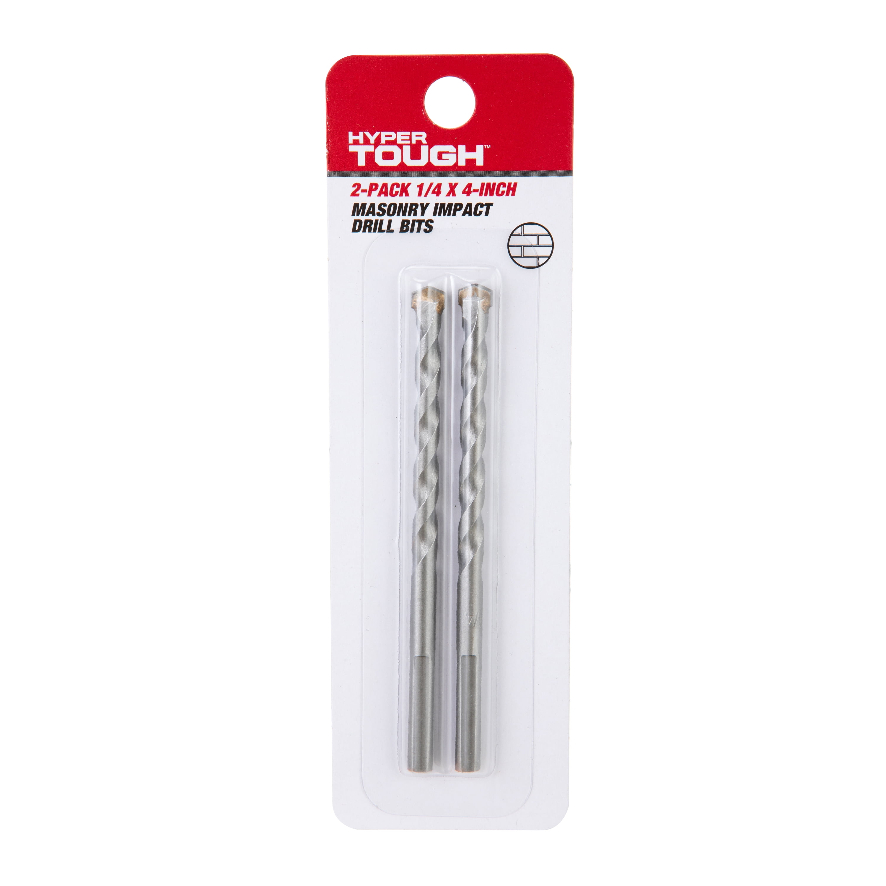 Hyper Tough 1/4" Masonry Drill Bits, Carbide Tip, 2 Piece Set