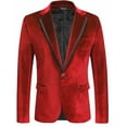 thumbnail image 5 of COOFANDY Mens Velvet Blazer Purple Tuxedo Jackets Notched Lapel Single Button Dinner Prom Party Jackets Christmas Gift, 5 of 18