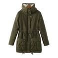 thumbnail image 3 of Fangasis Women Thickened Jacket Long Sleeve Coat Outwear Ladies Trench Coats Winter Warm Overcoat Green XS, 3 of 4