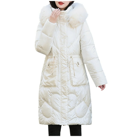Gallickan Winter Breathable Jacket Women 2023 Fashion Glossy Long Cotton-Padded Jacket Long Sleeve Hooded Coat on Discount