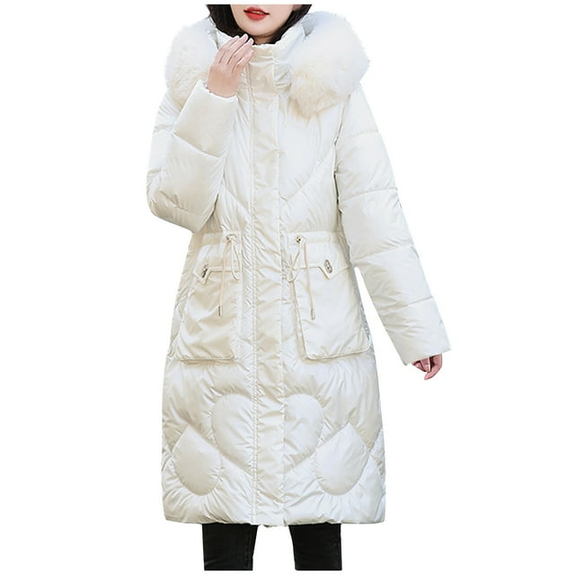 CEHVOM Manteau Long à Capuche en Coton Brillant pour Femmes Mode Liquidation