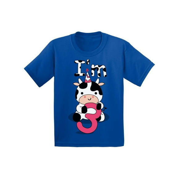 3 Years Old Kids Outfit Cow Three 2T Shirts 3T Clothes 3 Years Old Baby Boy Outfit Cute Cow I'm Three 4T 5T Tshirt Toddler Shirts for 3 Years Old Baby Girl