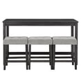 thumbnail image 2 of MIKIBAMA Black Wood Bar Table Set with Power Outlet, 4 piece Dining Table Set with Stools for Small Kitchen Pub, 2 of 8