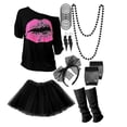 thumbnail image 1 of 80s 90s Outfit Women's 80s Fancy Dress Costumes Women With T-Shirt Fancy Dress, 1 of 4