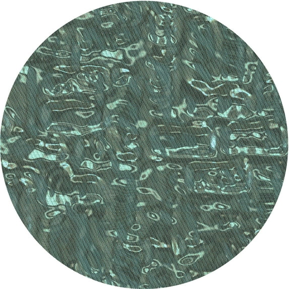 Ahgly Company Indoor Round Patterned CadetBlue Green Area Rugs, 3' Round