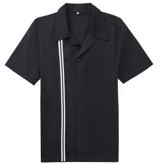 Men Shirt With Pocket Black Cotton Short Sleeve Workshirts