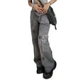 thumbnail image 2 of Women Baggy Jeans Casual Denim Y2K Teen Girls Pants Street Big Pockets Fall Spring Trousers, 2 of 8