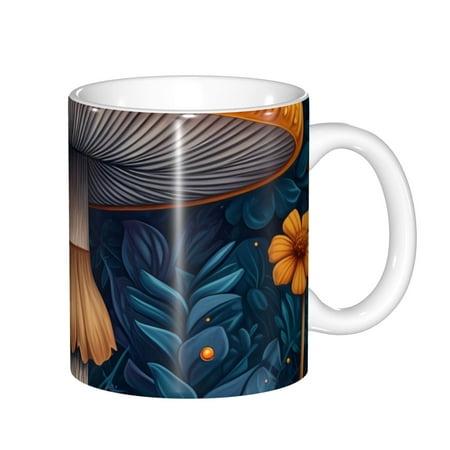 

Zeuib Vintage Blue Leaf Mushroom Ceramic Coffee Mug with Large Handle，Modern Reactive Glaze Dishwasher & Microwave Safe – Perfect for Home Office Café Gift-Ready