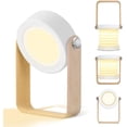 thumbnail image 1 of Lámpara de mesa LED recargable por USB, luz nocturna de 15 W, táctil, plegable 360°, portátil, con mango de madera, para acampar, 1 of 5