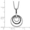 thumbnail image 2 of 925 Sterling Silver Polished Prong set Spring-Ring Black and White Diamond Pendant Necklace 16mm Wide Pendant for Women, 2 of 2