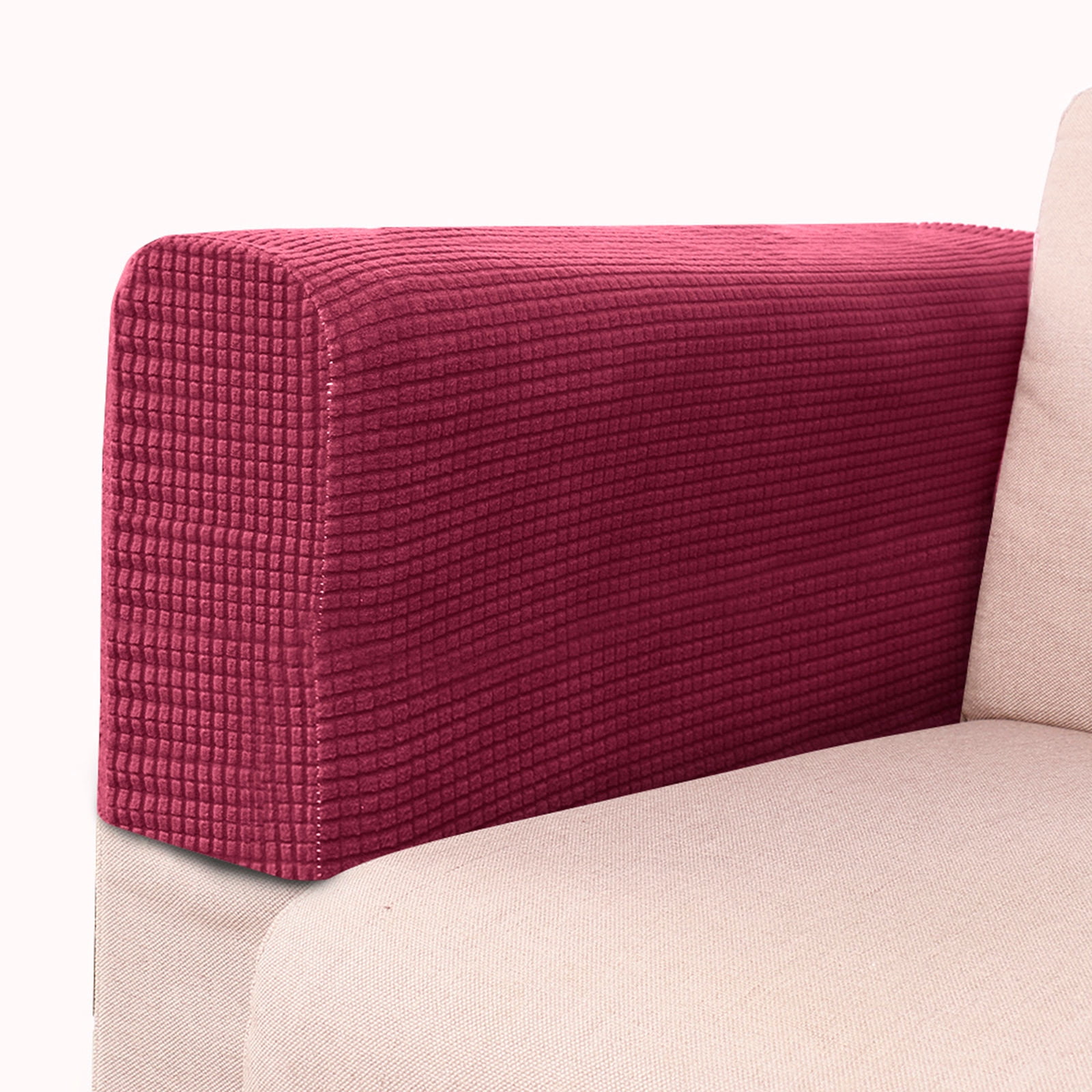 Stretch Armrest Covers, Anti-Slip Couch Arm Cover Washable Armchair Slipcover for Recliner Sofa Sofa Arm Protector Furniture Protector for Pets-Wine red-4 pcs