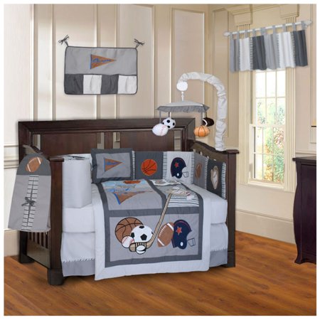 Babyfad Sports Champion Grey 10 Piece Crib Bedding Set Walmart