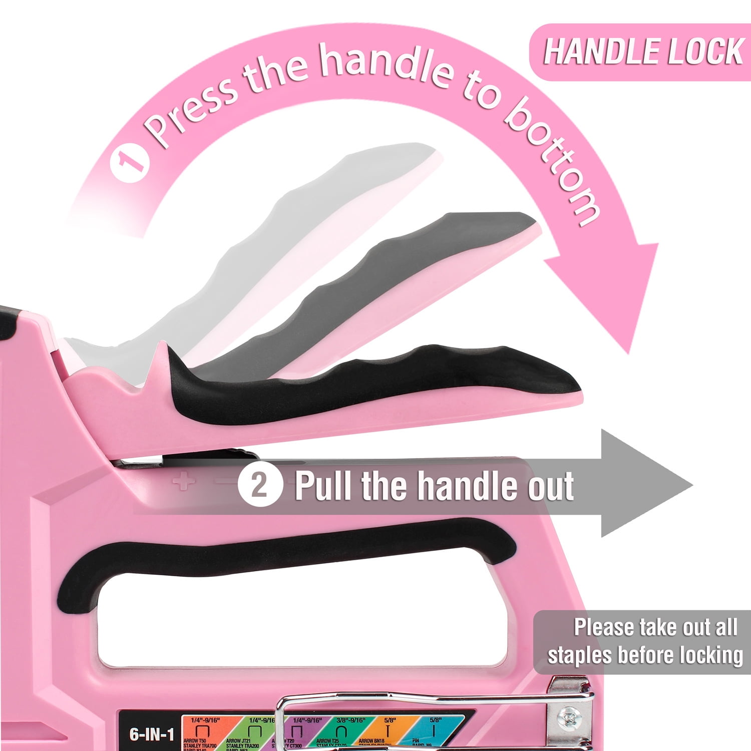 WORKPRO 6-in-1 Manual Staple Gun and Brad Nailer, Includes 4000 Staples, Upholstery and Furniture Repair Tool, Pink Ribbon