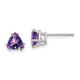 thumbnail image 4 of 14K White Gold 6mm Trillion Amethyst Stud Earrings, 4 of 7