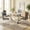 Table with 4 Grey Chairs Silver Leg, variant on Sumdeal 5-Pc Modern Dining Set: 63" Pandora White Glass Table, Silver Stainless Steel Base & 4 Light Gray PU High-Back Chairs with Silver Legs.