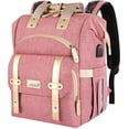 thumbnail image 1 of Mochila bebé, bolsa pañales portátil, con bolsillos aislados y puerto de carga USB, resistente al agua con correas cochecito, mochila viaje para papá y mamá, 1 of 3