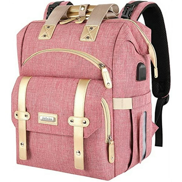 Mochila bebé, bolsa pañales portátil, con bolsillos aislados y puerto de carga USB, resistente al agua con correas cochecito, mochila viaje para papá y mamá