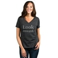thumbnail image 2 of Look Inward Women's Fashion Relaxed V-Neck T-Shirt Tee Charcoal Grey Small, 2 of 5