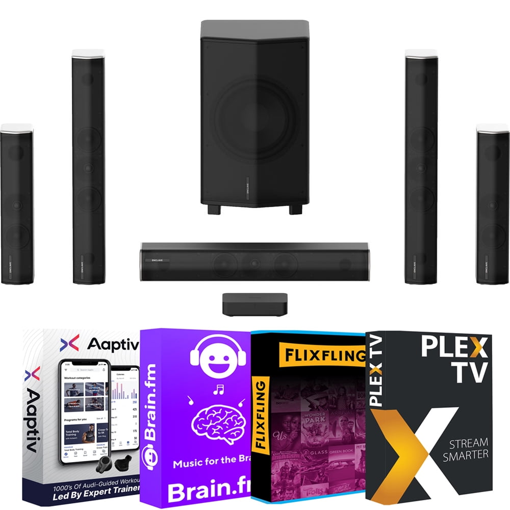 Enclave EA-1000-PRO-THX CineHome Pro 5.1 Wireless Home Theater Surround Sound CineHub Edition Bundle with 1 Year Extended Coverage 
