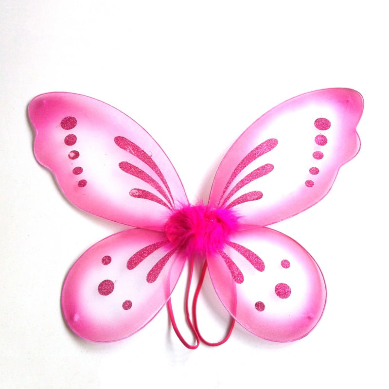Butterfly Fairy Costume Girls Small 4-6 Fairy Wings Pink Glitter Hair Clip  New