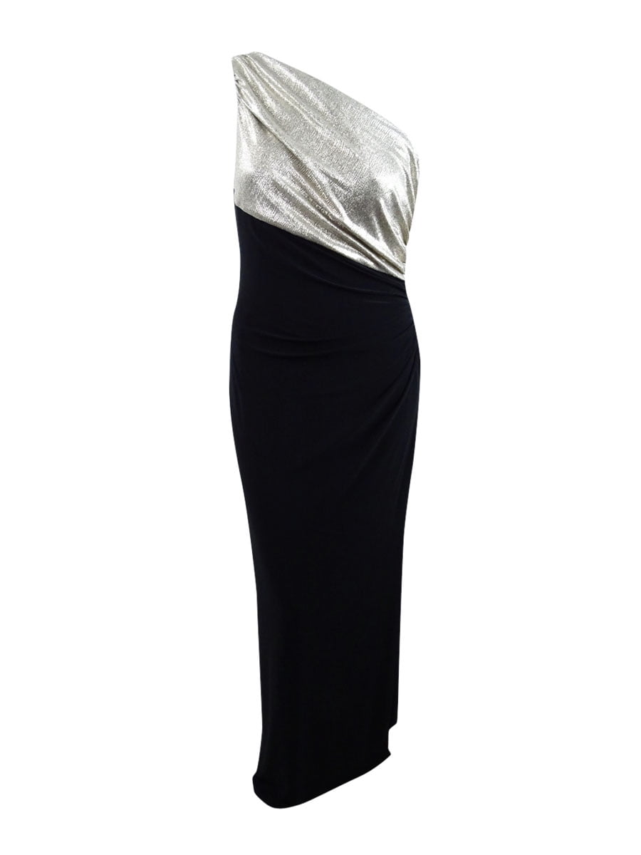 ralph lauren black gold dress