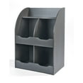 thumbnail image 4 of Badger Basket Children’s Wooden Four-Bin 34 gal Toy Storage Cubby with Bookshelf, Charcoal, 4 of 9