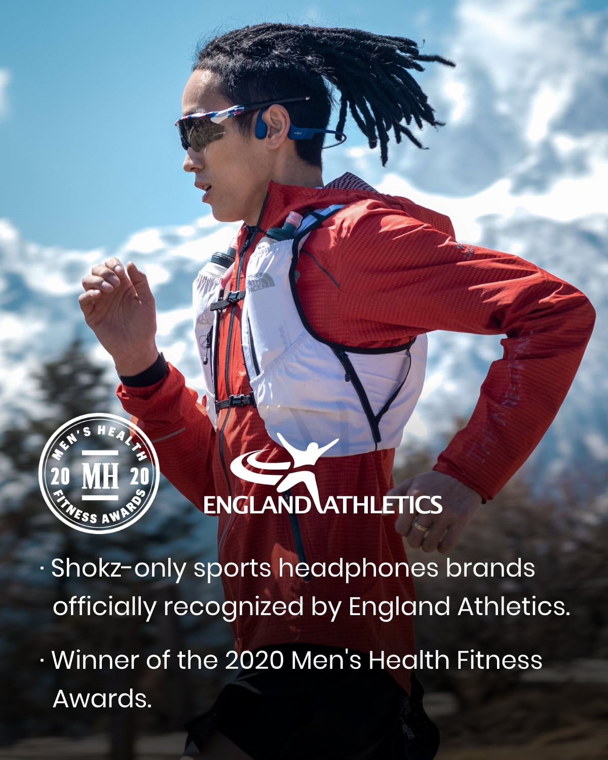 SHOKZ OpenRun Bone Conduction Waterproof Bluetooth Headphones for Sports with Cooling Wristband（Blue）