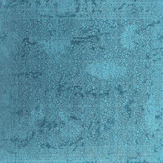 Ahgly Company Indoor Square Oriental Light Blue Industrial Area Rugs, 3' Square