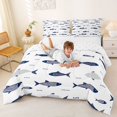 thumbnail image 3 of Manfei Simple Striped Fish Queen Comforter Set, Dotted Marine Comforter Sets Queen, Navy White, Reversible, 3 Pieces, 1 Comforter and 2 Pillowcases, 3 of 7