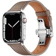 thumbnail image 2 of ANTHOUSE Compatible with Apple Watch Band 49mm 45 44 42mm 41 40 38mm Series Ultra 8 7 SE 6 5 4 3 2 1,Premium Soft Leather with 316L Stainless Steel Butterfly Buckle Replacement Straps for iwatch, 2 of 10