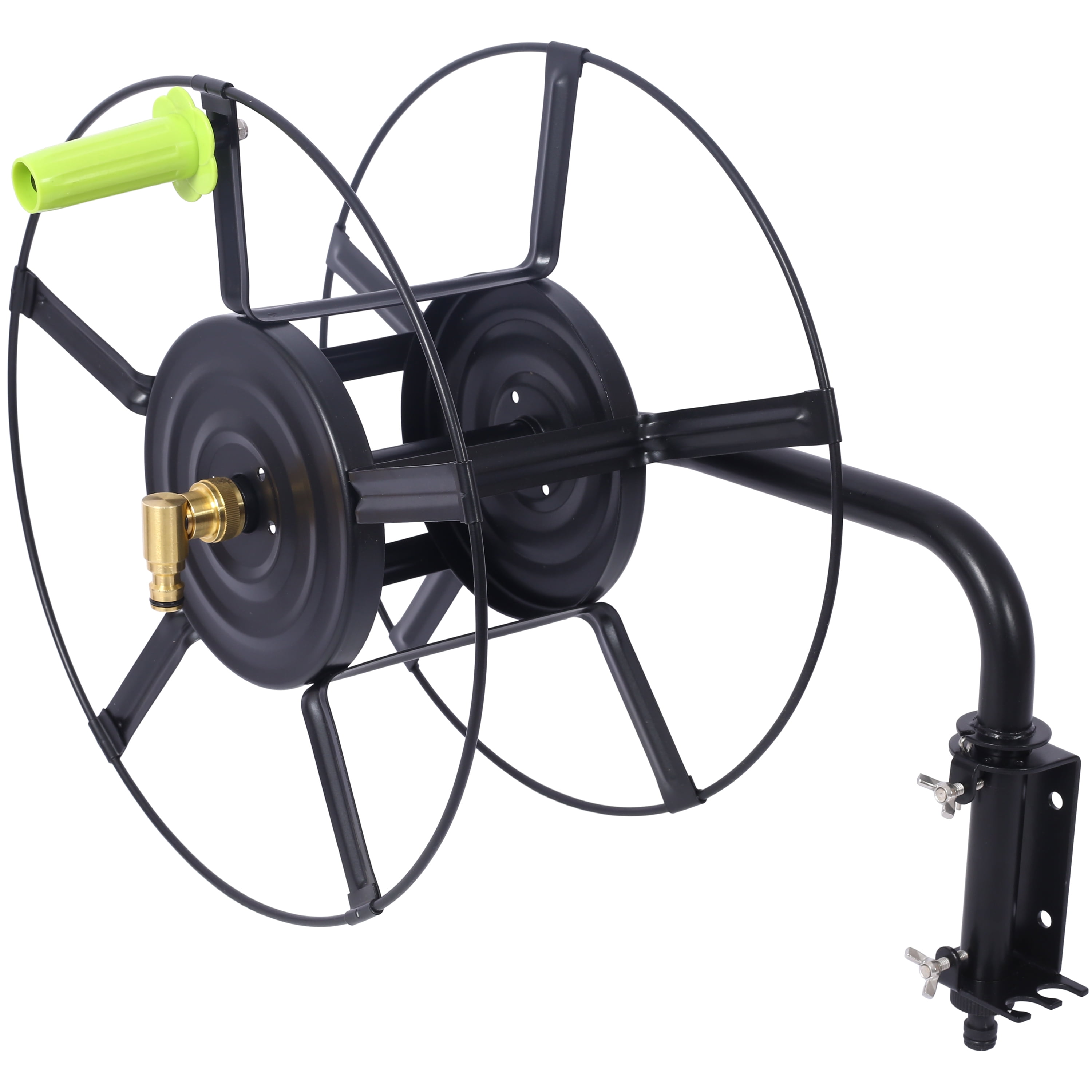 Wall Mount Hose Reel with 180 Degree Swivel, Holds 82 ft of 5/8" Garden Hose, Heavy Duty Steel Hose Holder for Garage, Yard & Car Wash Storage | Includes Quick Connect Couplers, Easy Install