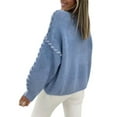 thumbnail image 3 of Females Oversized Sweaters Contrast Stitching Crewneck Sweater Cable Knit Pullover Jumper Pullovers Blue L, 3 of 7