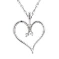 thumbnail image 1 of Heart Diamond Pendant & Chain 10 Karat White Gold 1"Tall, 1 of 1