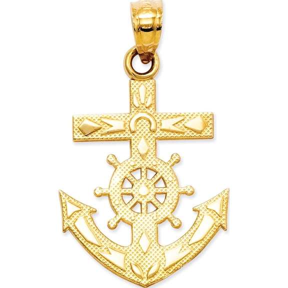 Designer 14K Yellow Gold Mariner\'s Cross Pendant (Length=25) (Width=15) Made In Peru -Jewelry By Sweet Pea Creations