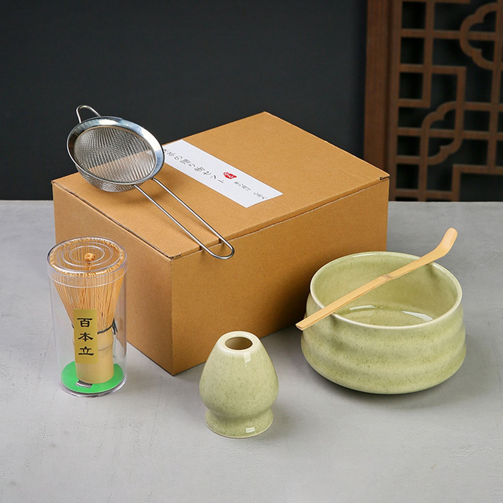 1 Tea Set Japan Matcha Set Matcha Whisk Matcha Bowl with Pouring Spout Matcha Whisk Holder Tea Making Kit. 1 Japanese Tea Set Matcha Color Color Box Packing 5Pc