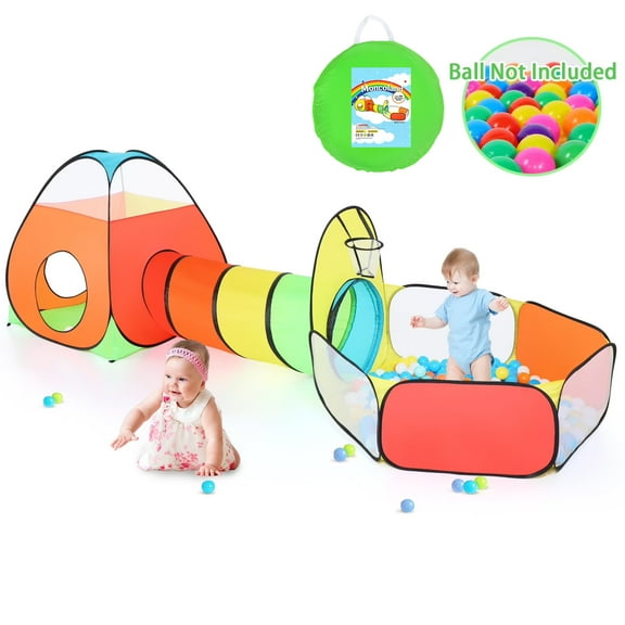 Moncoland 3PC Kids Play Tent with Play Tunnel & Baby Ball Pit for 3-8 Years Toddlers Indoor  Outdoor Children's Toy Gift