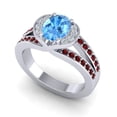 thumbnail image 2 of 2.35 Carat Elegant Oval Cut Blue Topaz & Garnet Gemstone Bridal Ring for her Solid 18K White Gold Size 11.5 by Diamond-Capitals, 2 of 8
